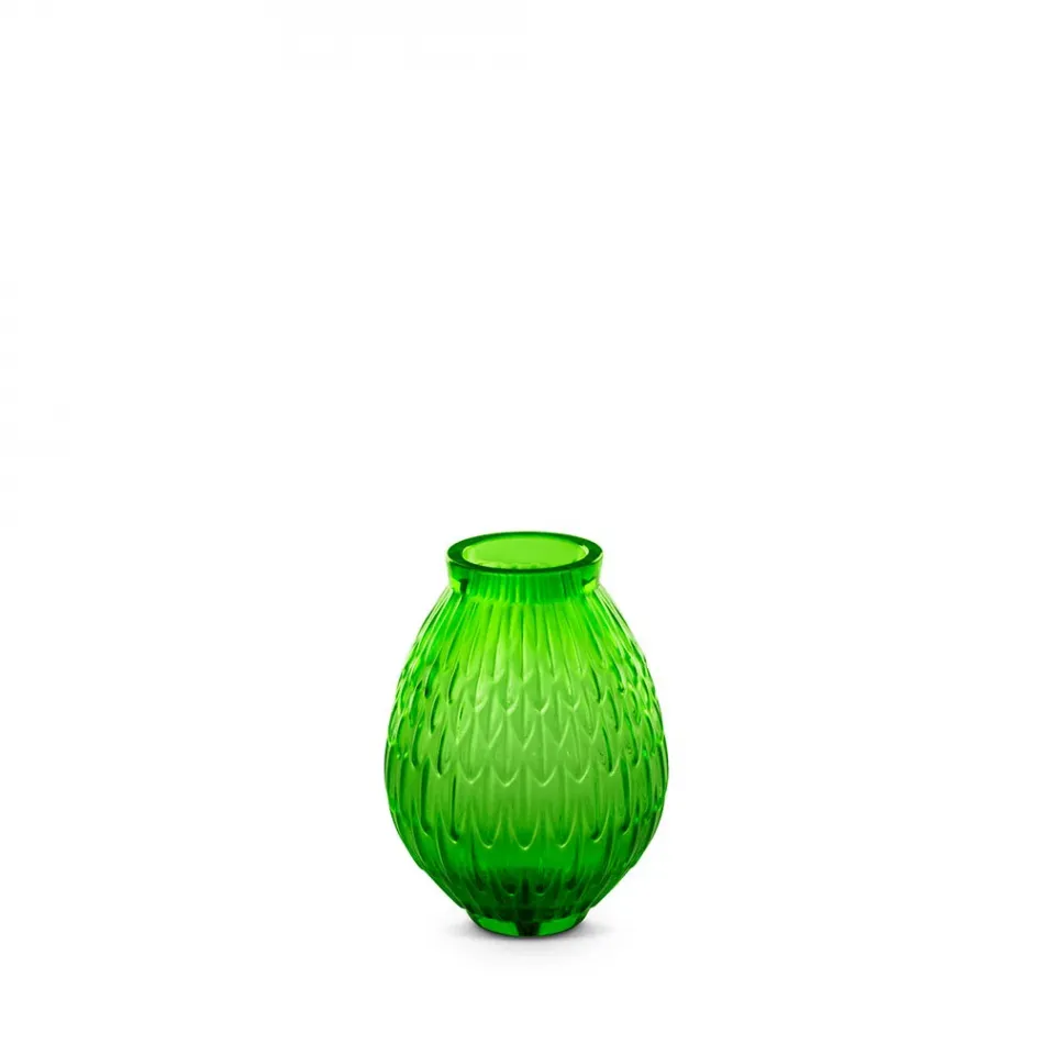 Plumes Small Vase, Green Crystal