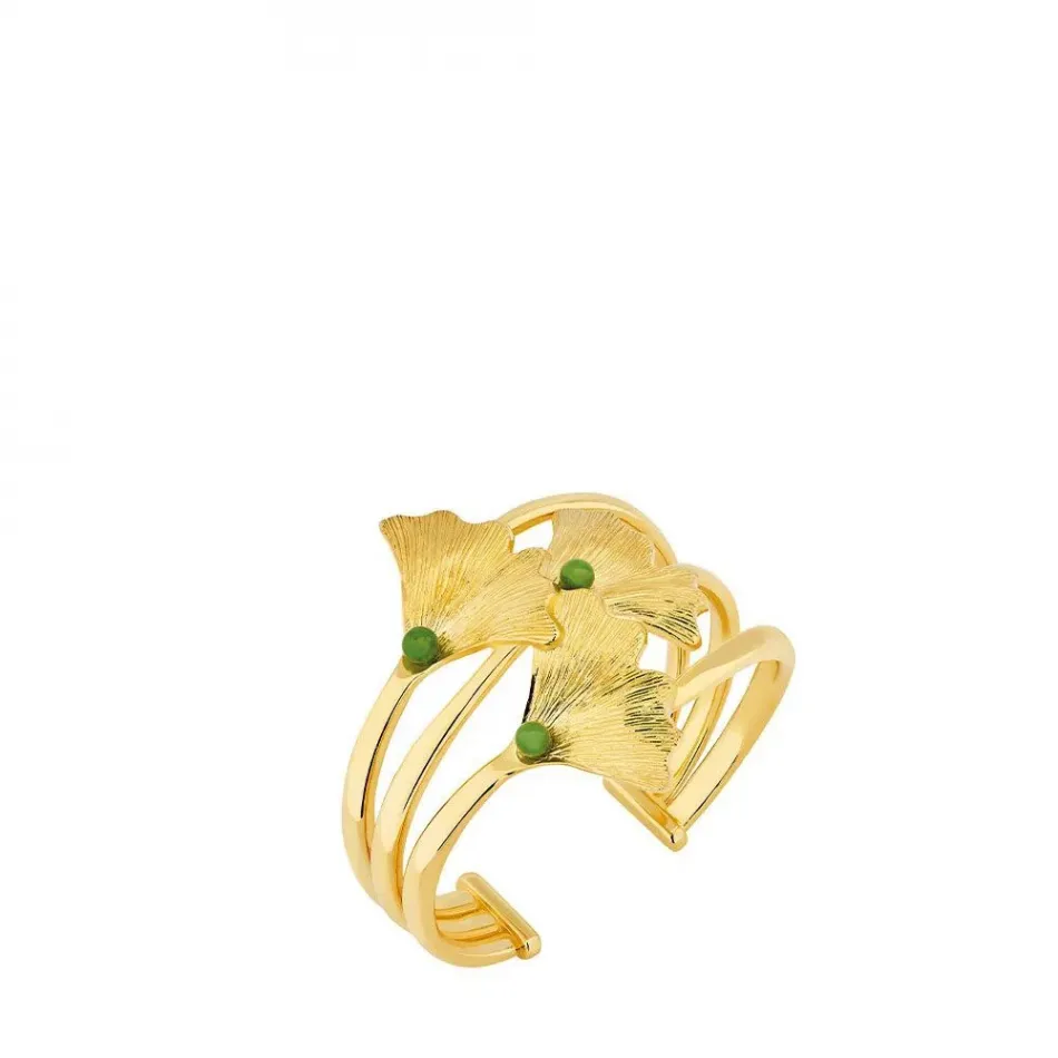 Ginkgo Bangle Antinea Green Crystal 18K Yellow Gold-Plated