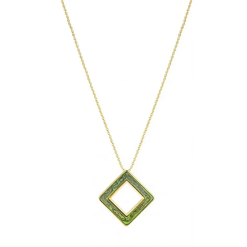 LOSANGE PANTHÈRE PENDANT - GREEN CRYSTAL, 18K YELLOW GOLD PLATED