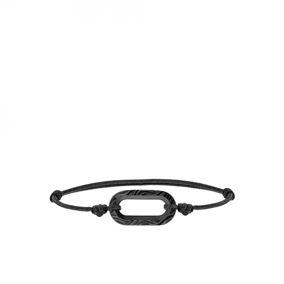 Empreinte Animale Cord Bracelet, Black Crystal On Black Cord, Small