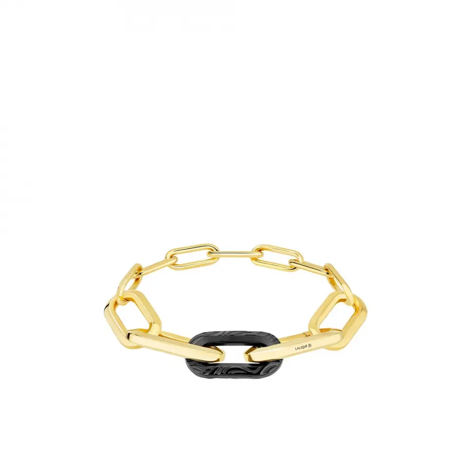 Empreinte Animale Bracelet, Black Crystal, Yellow Gold Plated, L