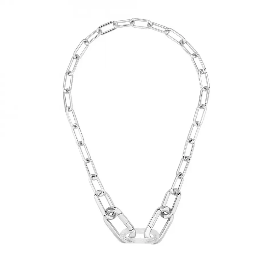 Empreinte Animale Necklace, Clear Crystal, Silver