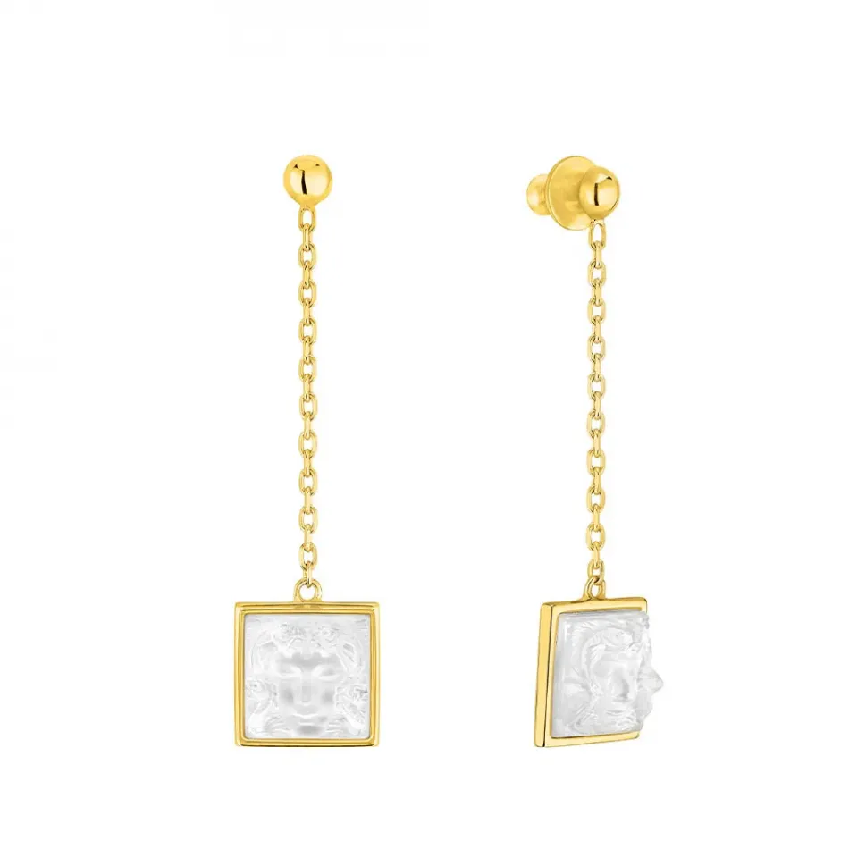 Arethuse Long Earrings, Clear Crystal, Vermeil