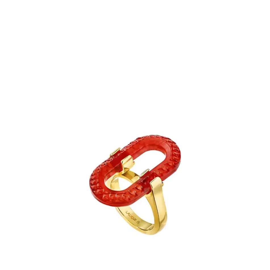 Empreinte Animale Ring, Red Crystal, 18K Yellow Gold Plated Brass