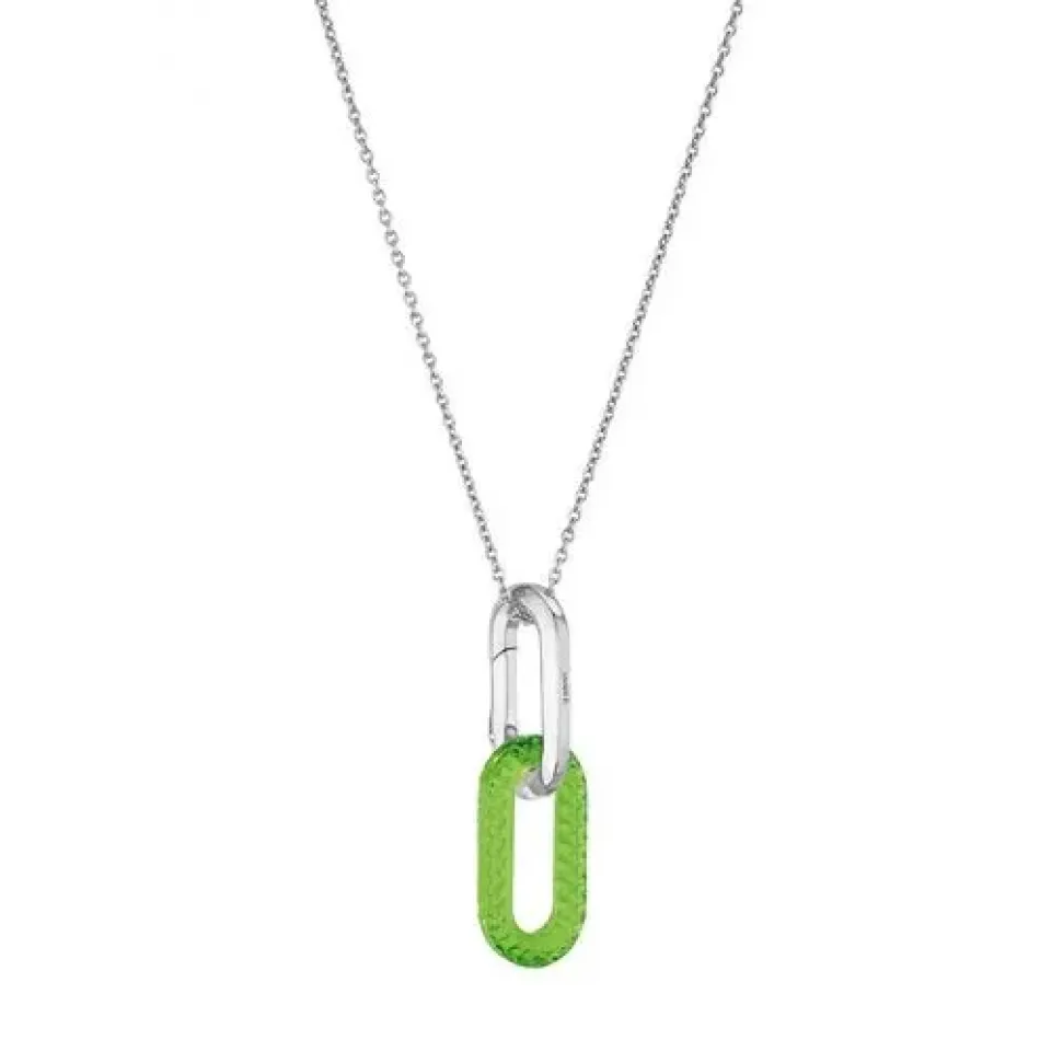 EMPREINTE ANIMALE PENDANT - GREEN CRYSTAL, SILVER