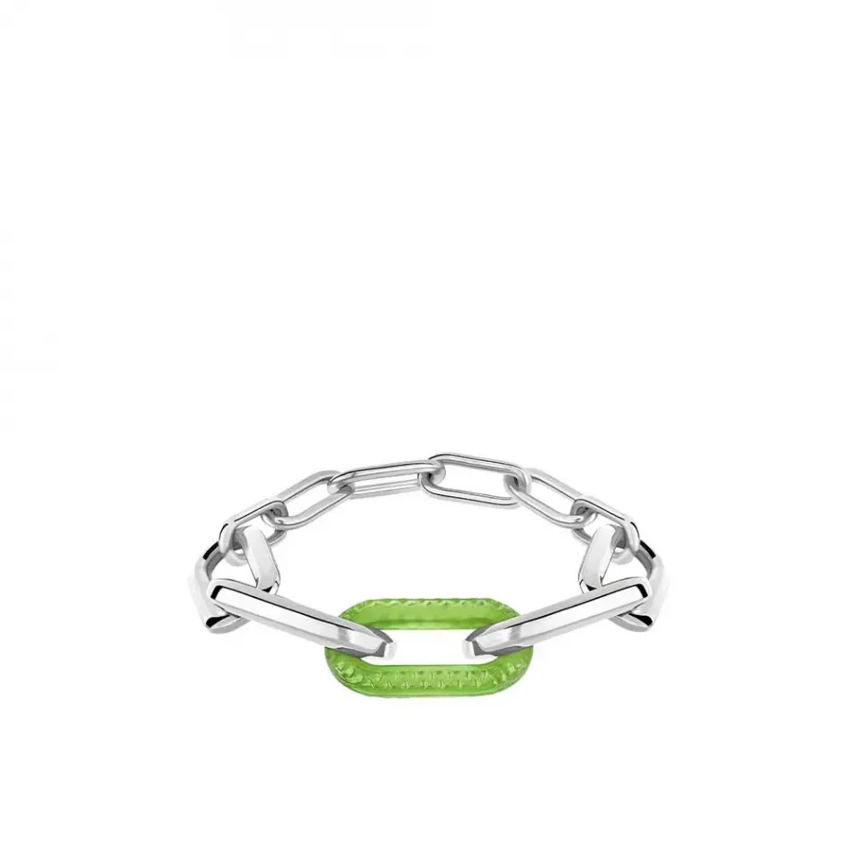 Empreinte Animale Bracelet, Green Crystal, Silver, Small