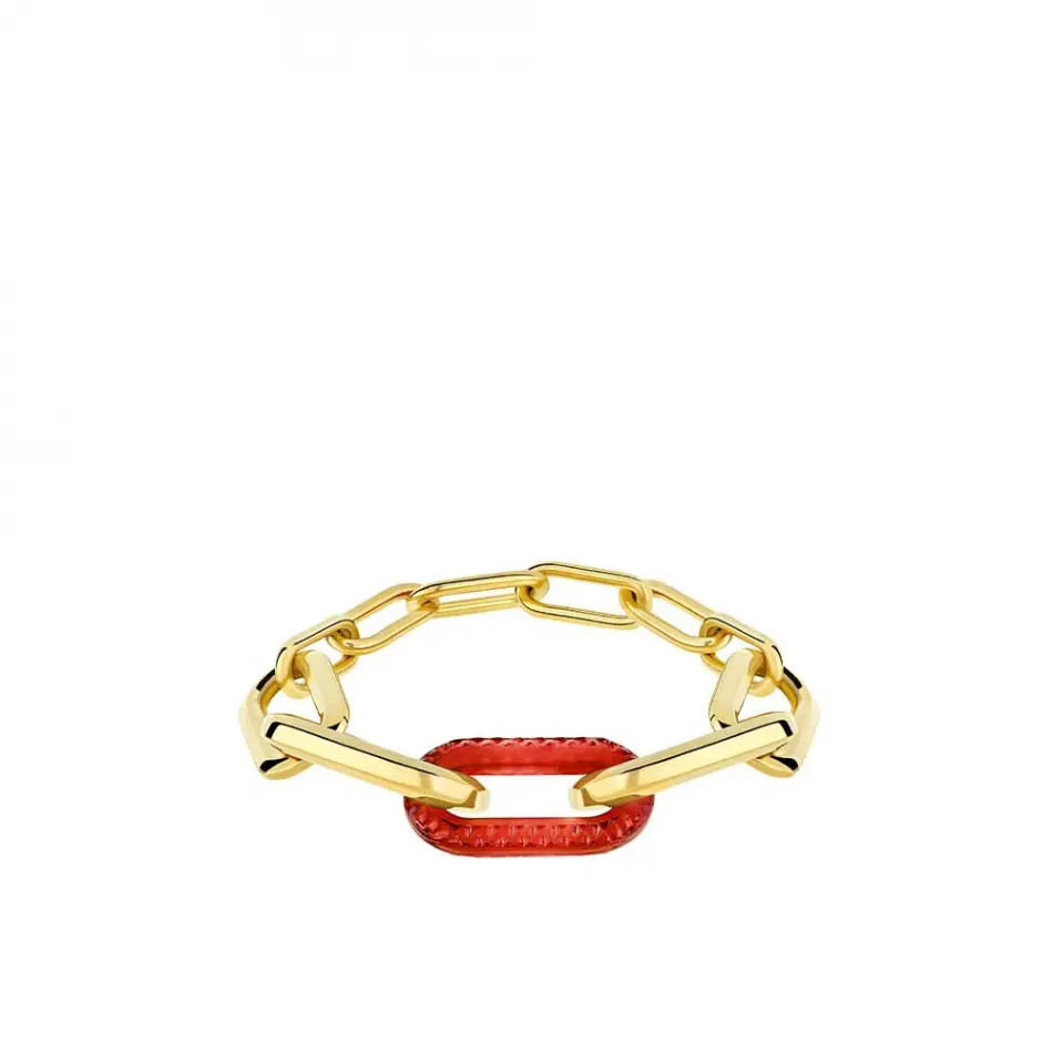 Empreinte Animale Bracelet, Red Crystal, 18K Yellow Gold Plated Brass, L