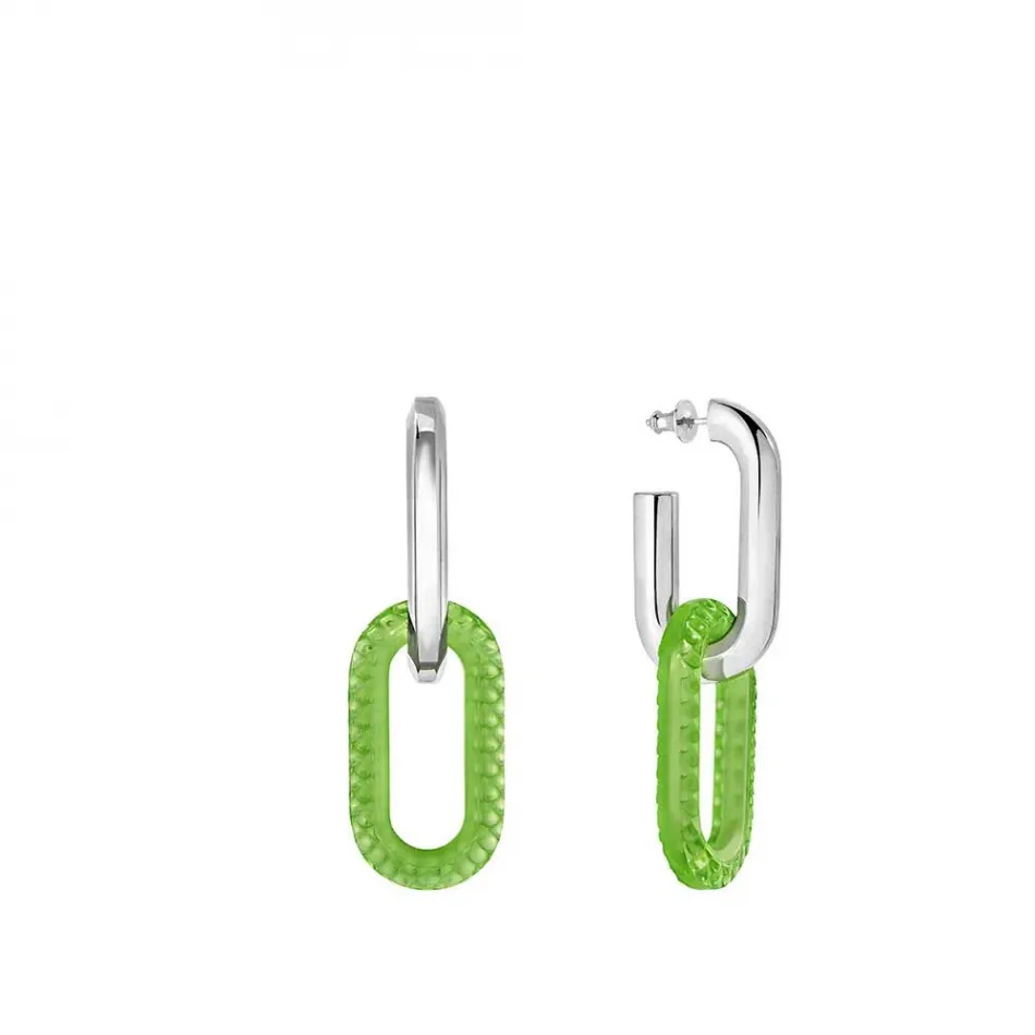 Empreinte Animale Earrings, Green Crystal, Silver, L