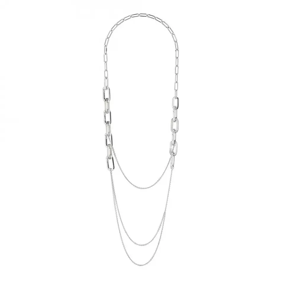 Empreinte Animale Long Necklace, Clear Crystal, Silver