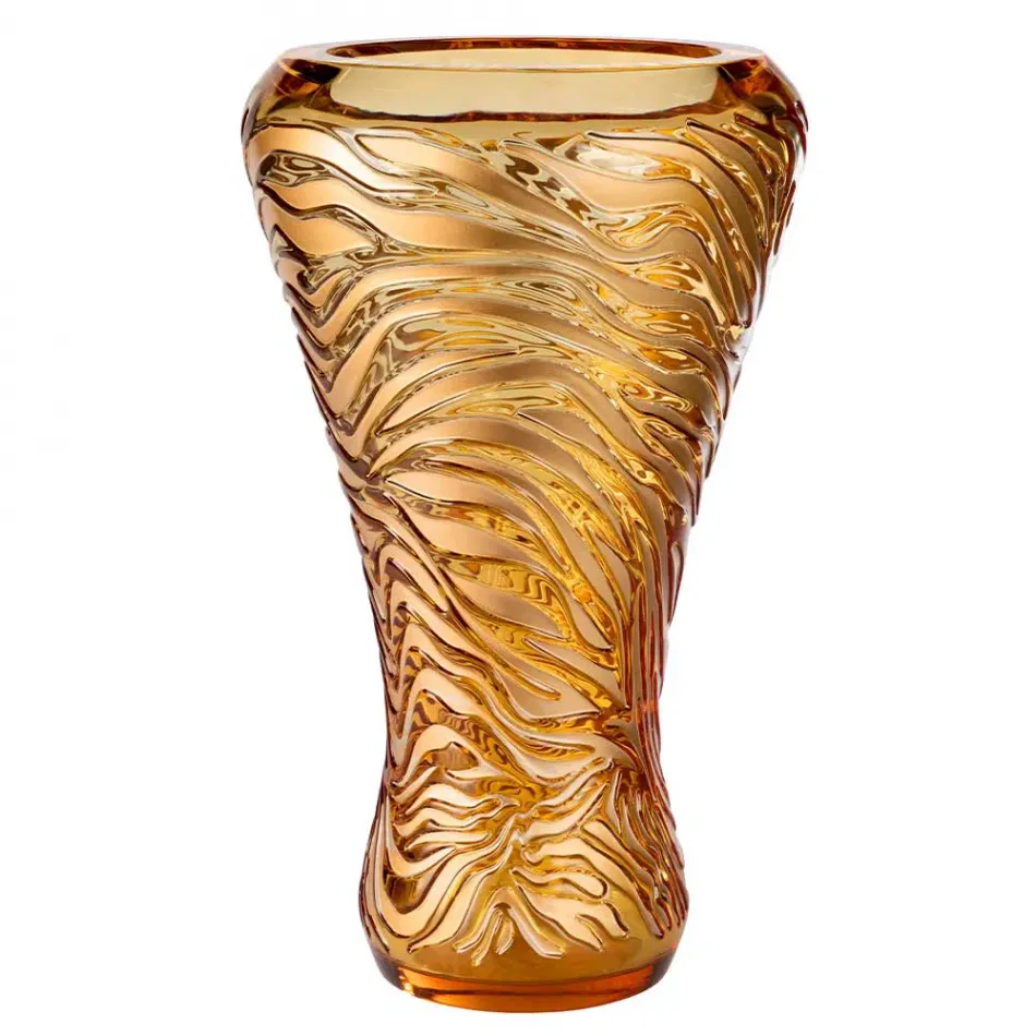 Tigre Vase, Amber Crystal, Gilded Coating