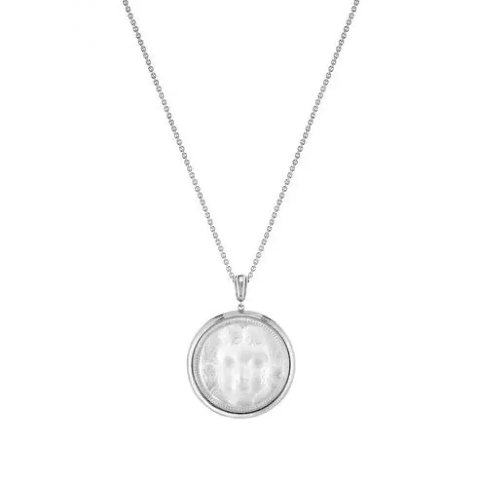 ARÉTHUSE ROUND PENDANT - CLEAR CRYSTAL, SILVER