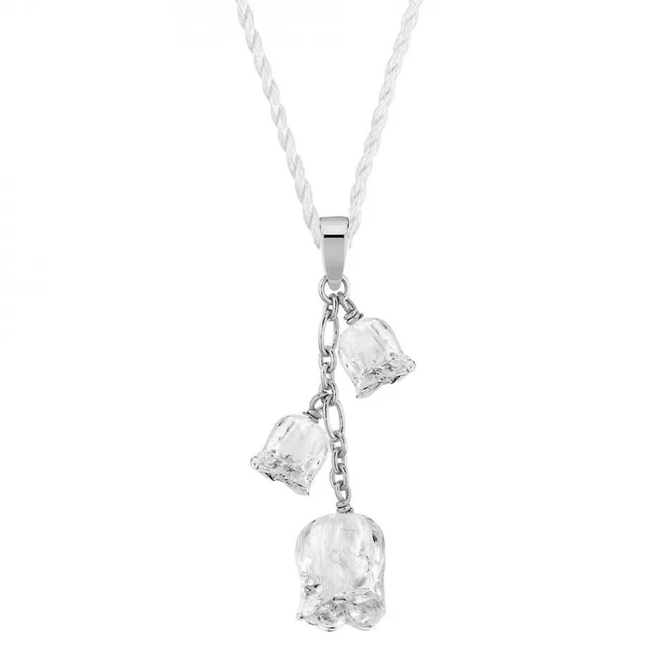 Muguet Pendant 3 Clear Crystals, Silver