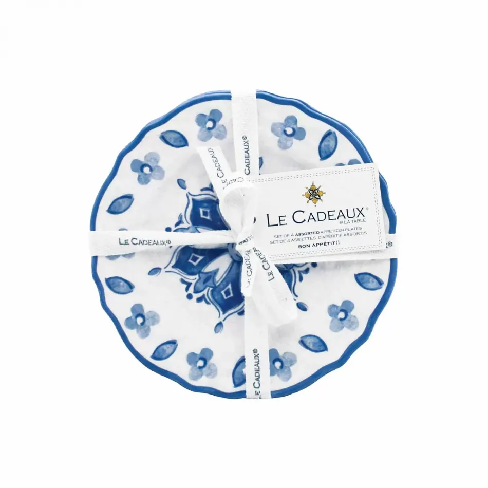 Moroccan Blue Melamine 6.5" Appetizer Plates (Set Of 4)