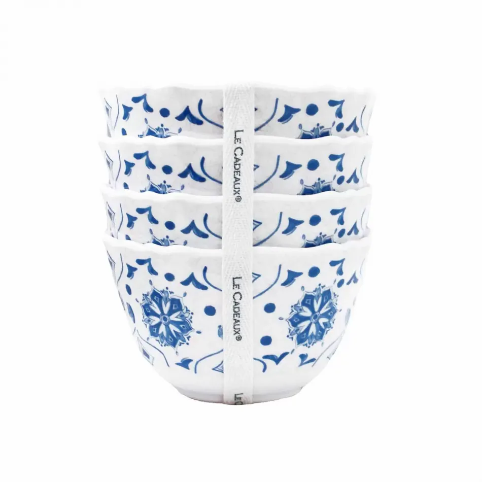 Moroccan Blue Melamine 4.5" Dessert Bowls (Set of 4)