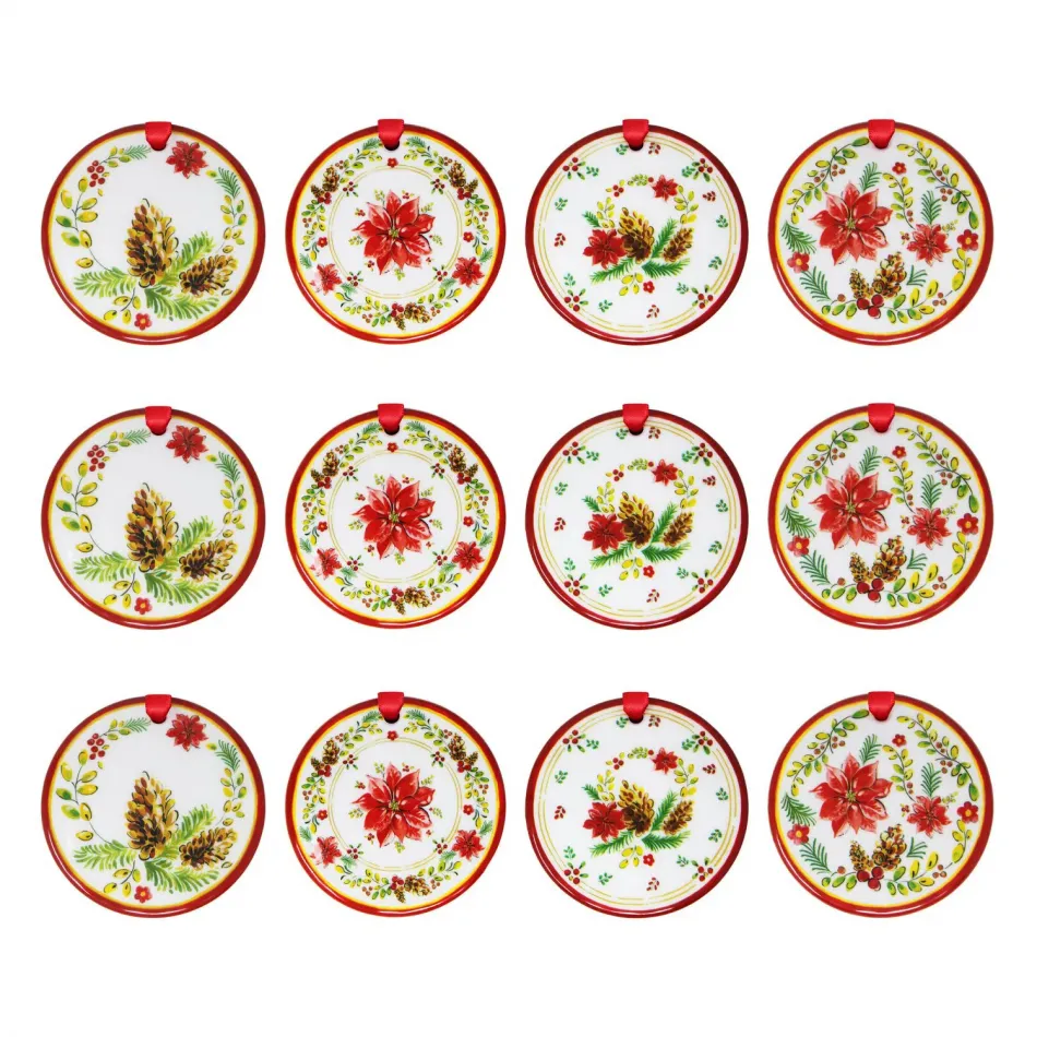 Noelle Set Of 12 Assorted Christmas Ornaments 3" Diameter