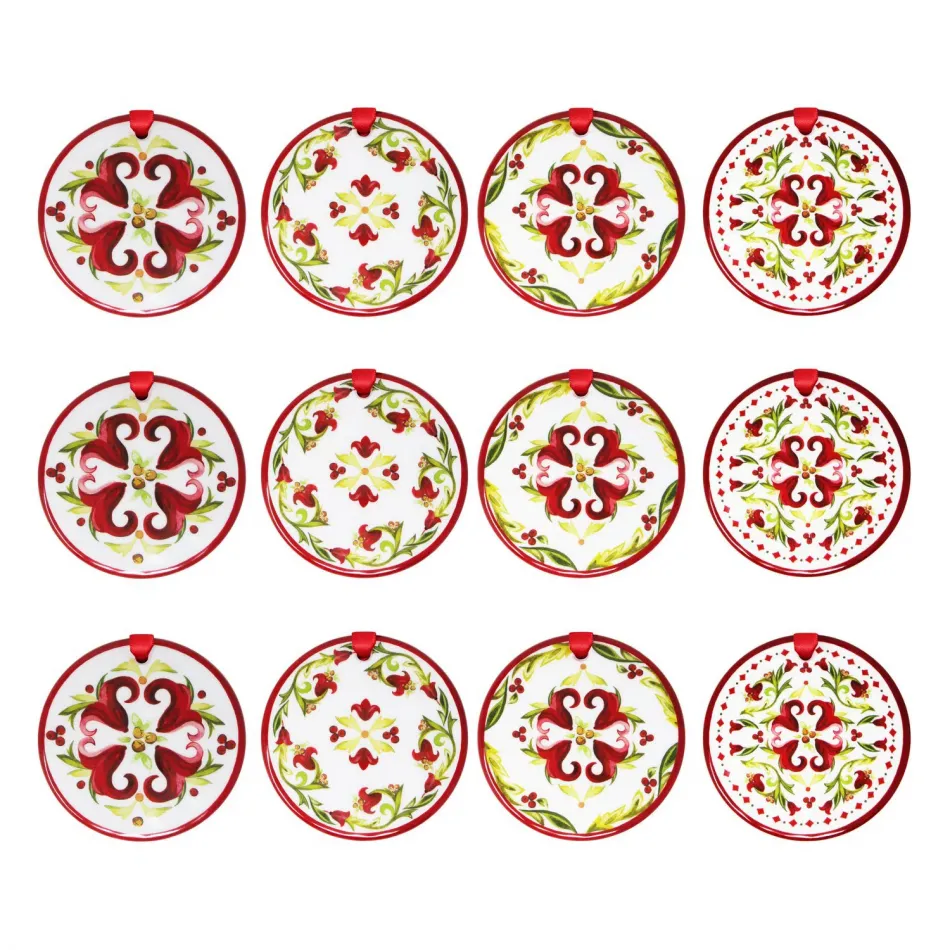 Vischio Set Of 12 Assorted Christmas Ornaments 3" Diameter