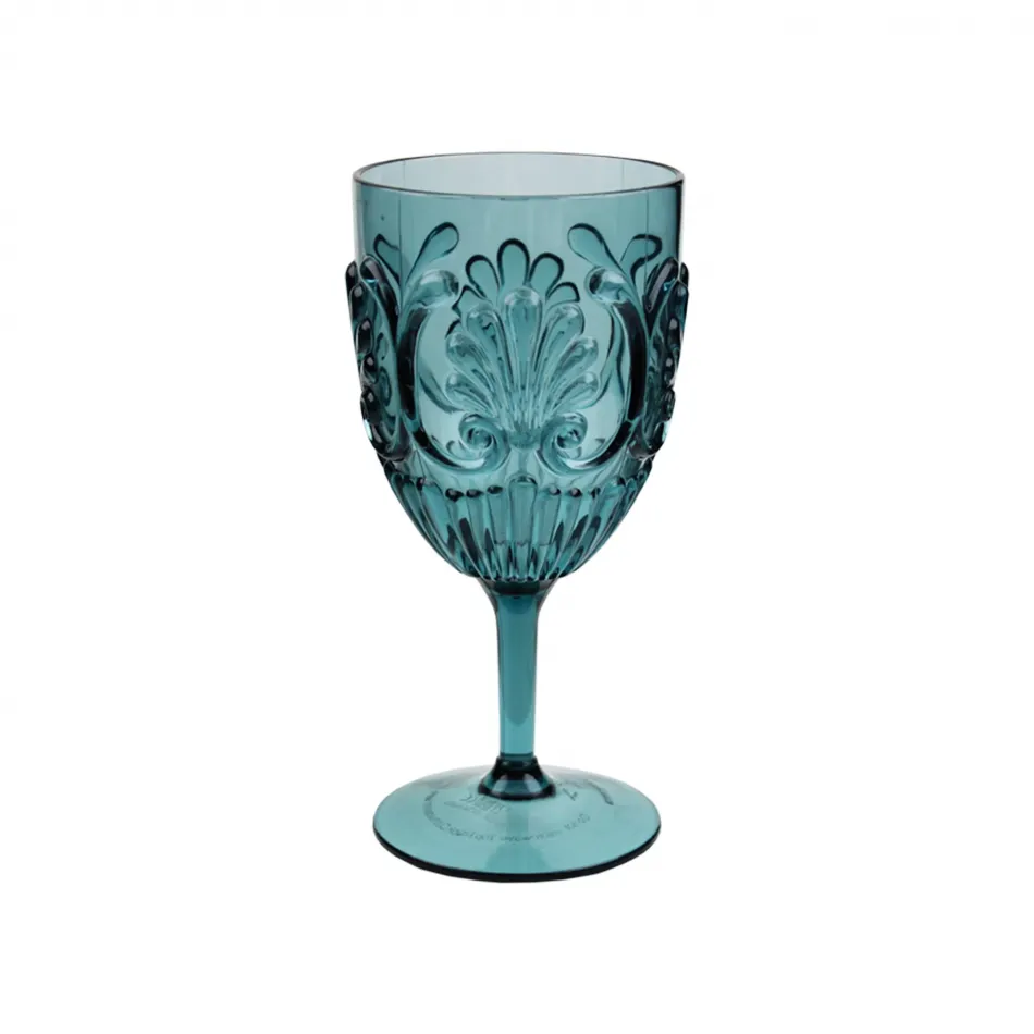 Fleur Polycarbonate Teal Wine Glass 16 Oz