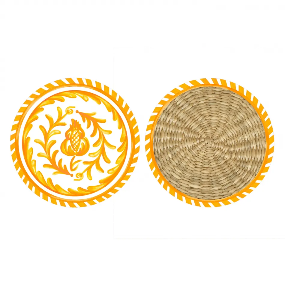 Sicily Orange Printed Cardboard Coaster 4" Round - Different Design On Both Sides