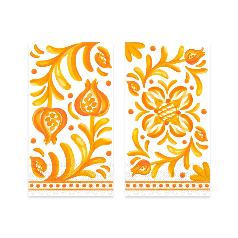 Sicily Orange Guest Towel/Buffet Napkin 4.25" X 7.75" (Pack Of 15)