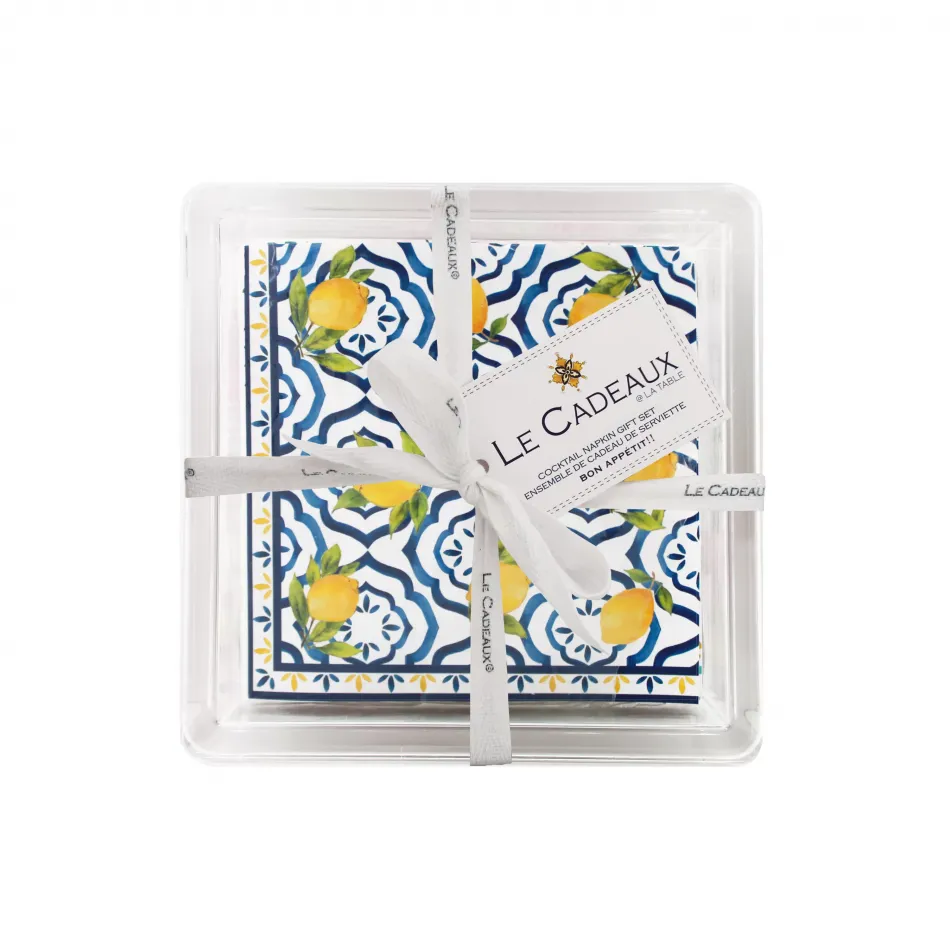 Palermo Gift Set Patterned Paper Cocktail Napkins (Pack Of 30) In Acrylic Holder