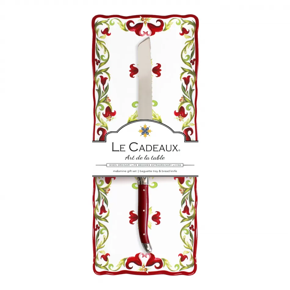 Vischio Baguette Tray With Bread Knife Gift Set