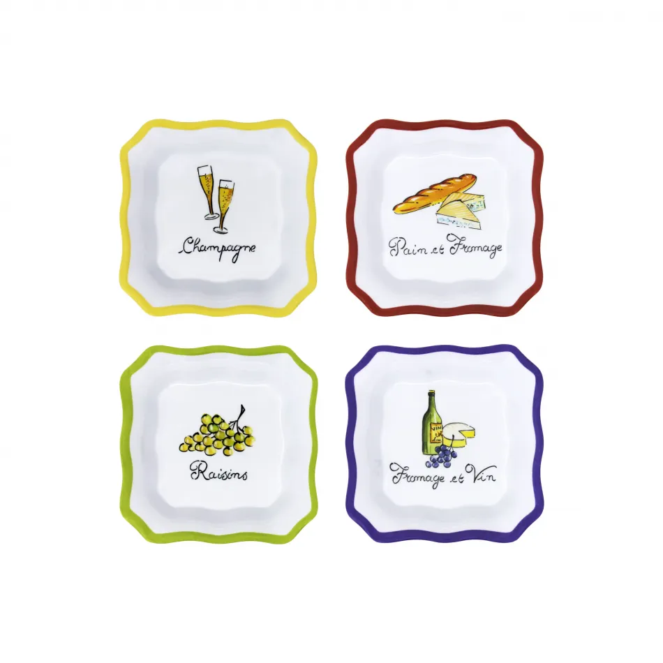 Mini Condiment Bowls Set Of 12 Assorted Wines And Cheeses (3 Of Each Design)