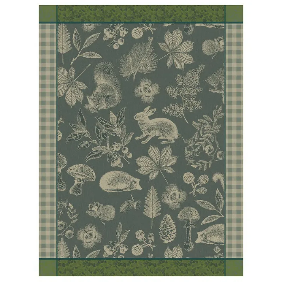 Dans Les Bois Tableau Green Tea Towel 24" x 31"