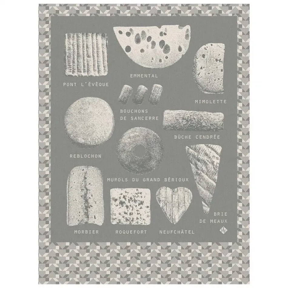 Fromages Grey Tea Towel 24" x 31"