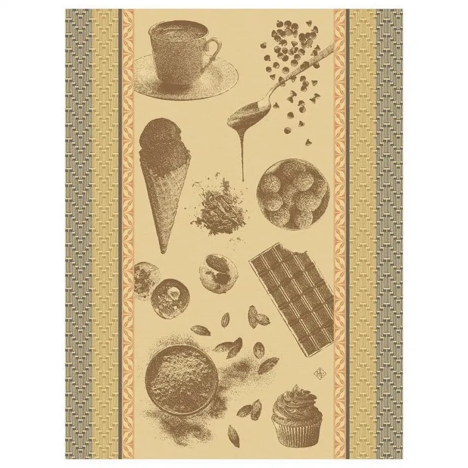 Chocolats Recettes Brown Tea Towel 24" x 31"