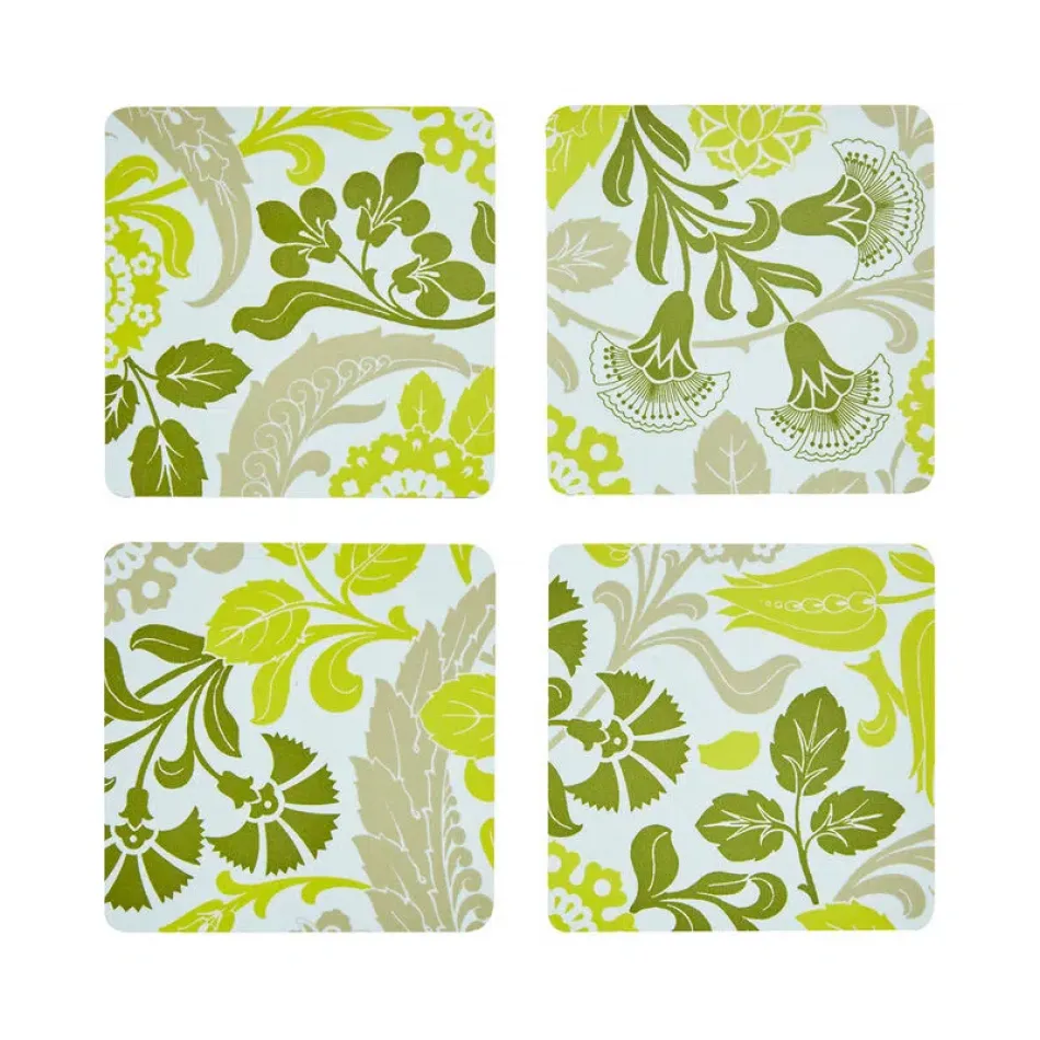 Voyage Iconique Green Set Of 4 Coasters 3" x 3"