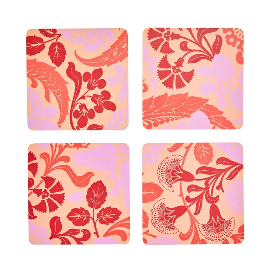 Voyage Iconique Red Set Of 4 Coasters 3" x 3"