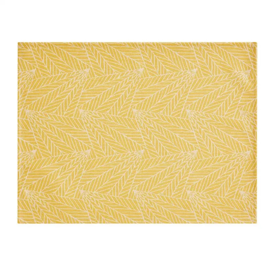 A La Carte Feuilles Yellow Coated Placemat 19" x 14"