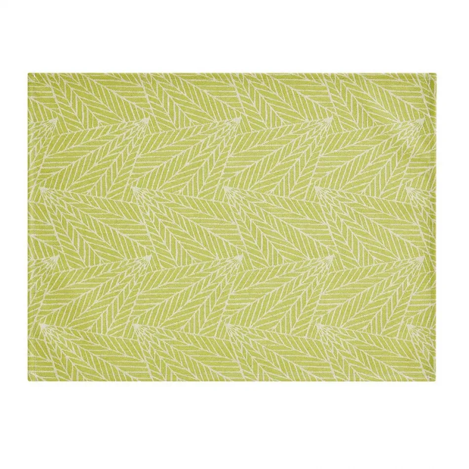 A La Carte Feuilles Green Coated Placemat 19" x 14"