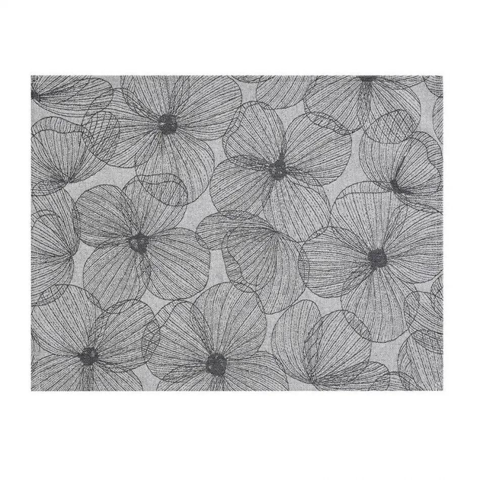 A La Carte Fleurs Papillons Black Coated Placemat 19" x 14"