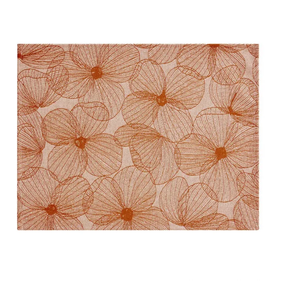 A La Carte Fleurs Papillons Brown Coated Placemat 19" x 14"