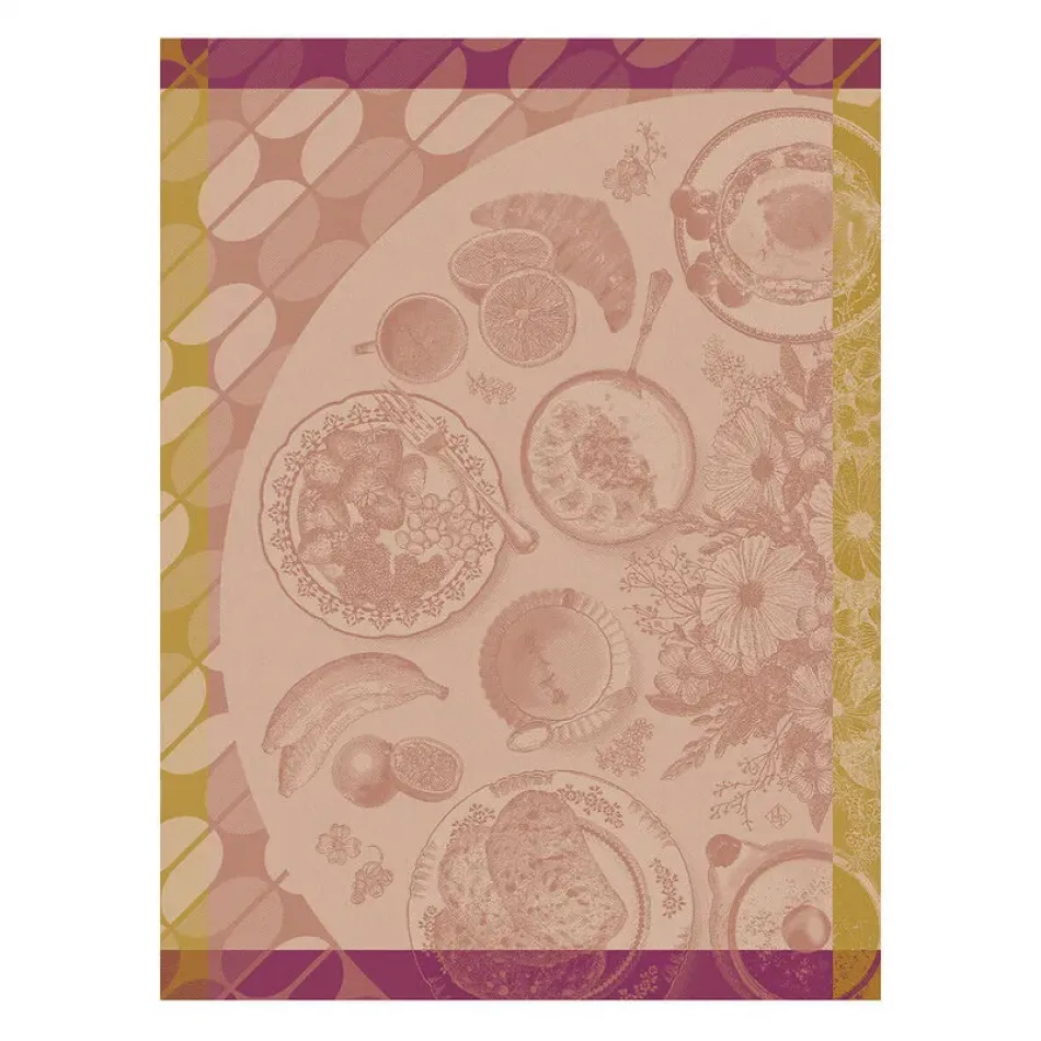 Brunch Gourmand Pink Tea Towel 24" x 31"