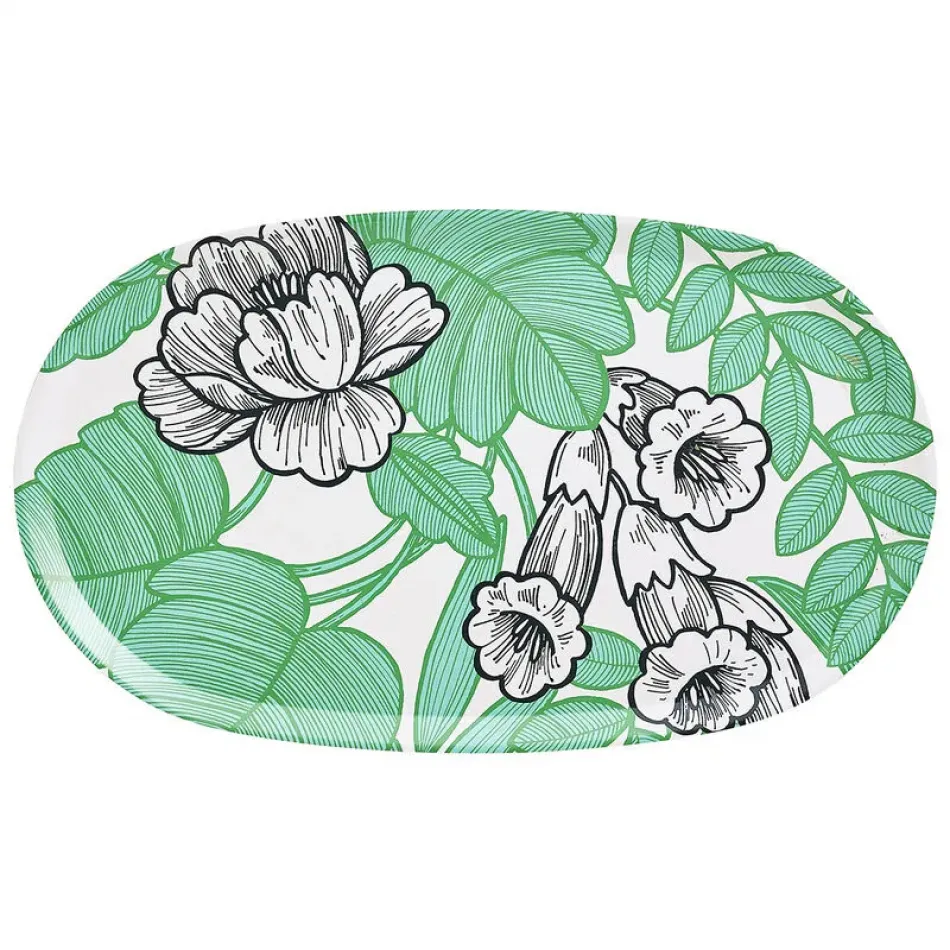Escapade Tropicale Green Tray 22" x 13" Oval