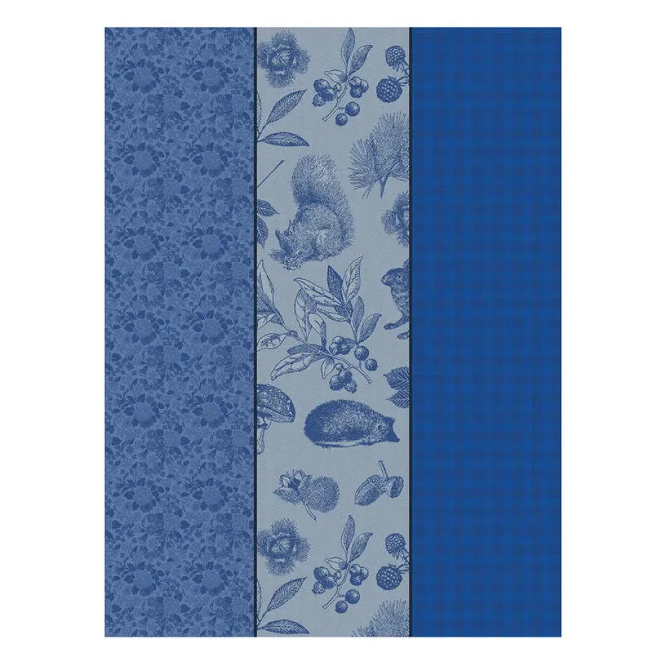 Dans Les Bois Tryptique Blue Tea Towel 24" x 31"