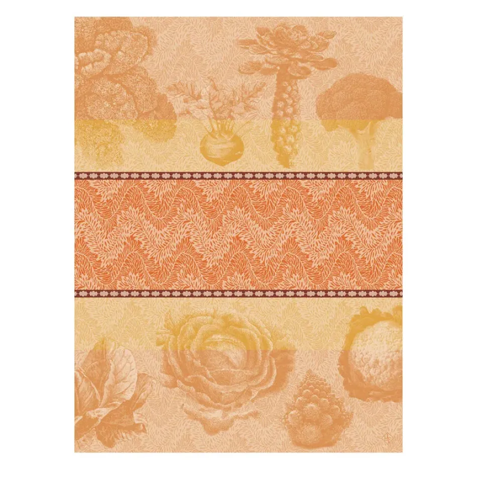 Jardin Des Choux Orange Tea Towel 24" x 31"