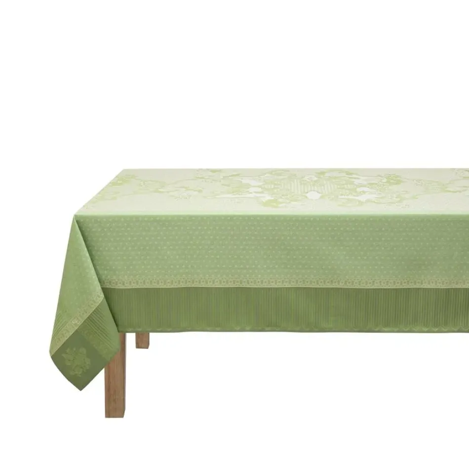 Promenade Impériale Enduit Green Coated Tablecloth 69" x 98"