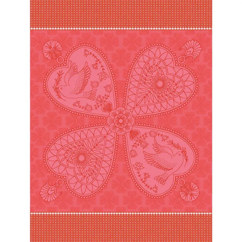 Peace & Love Red Tea Towel 24" x 31"