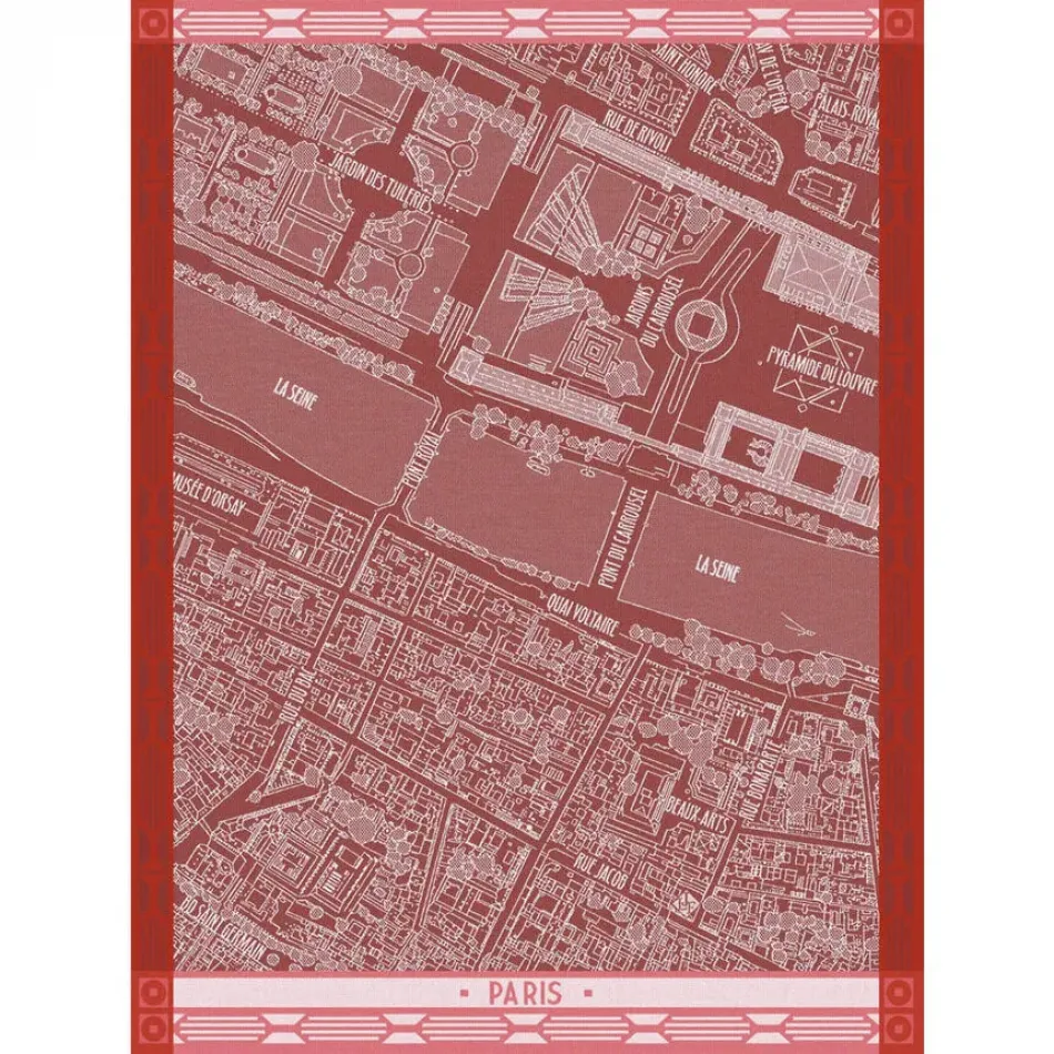 A Vol D'Oiseau Red Tea Towel 24" x 31"