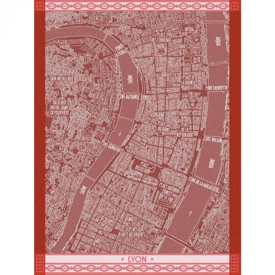 A Vol D'Oiseau Red Tea Towel 24" x 31"