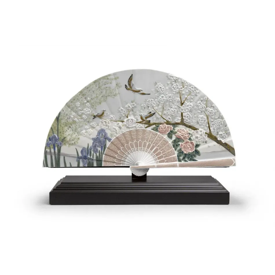 Iris And Cherry Flowers Fan (Special Order)