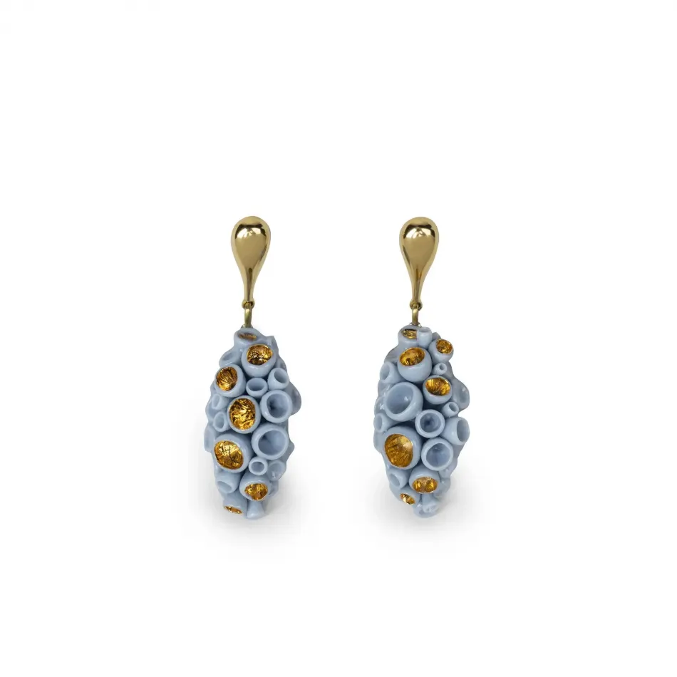 Golden Blue Reef Long Earrings