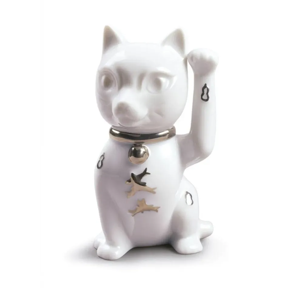 Maneki Neko (White - Silver)