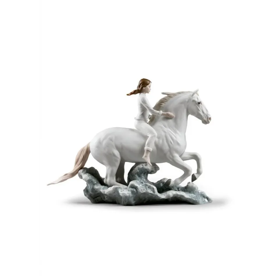Riding Her Horse On The Seashore