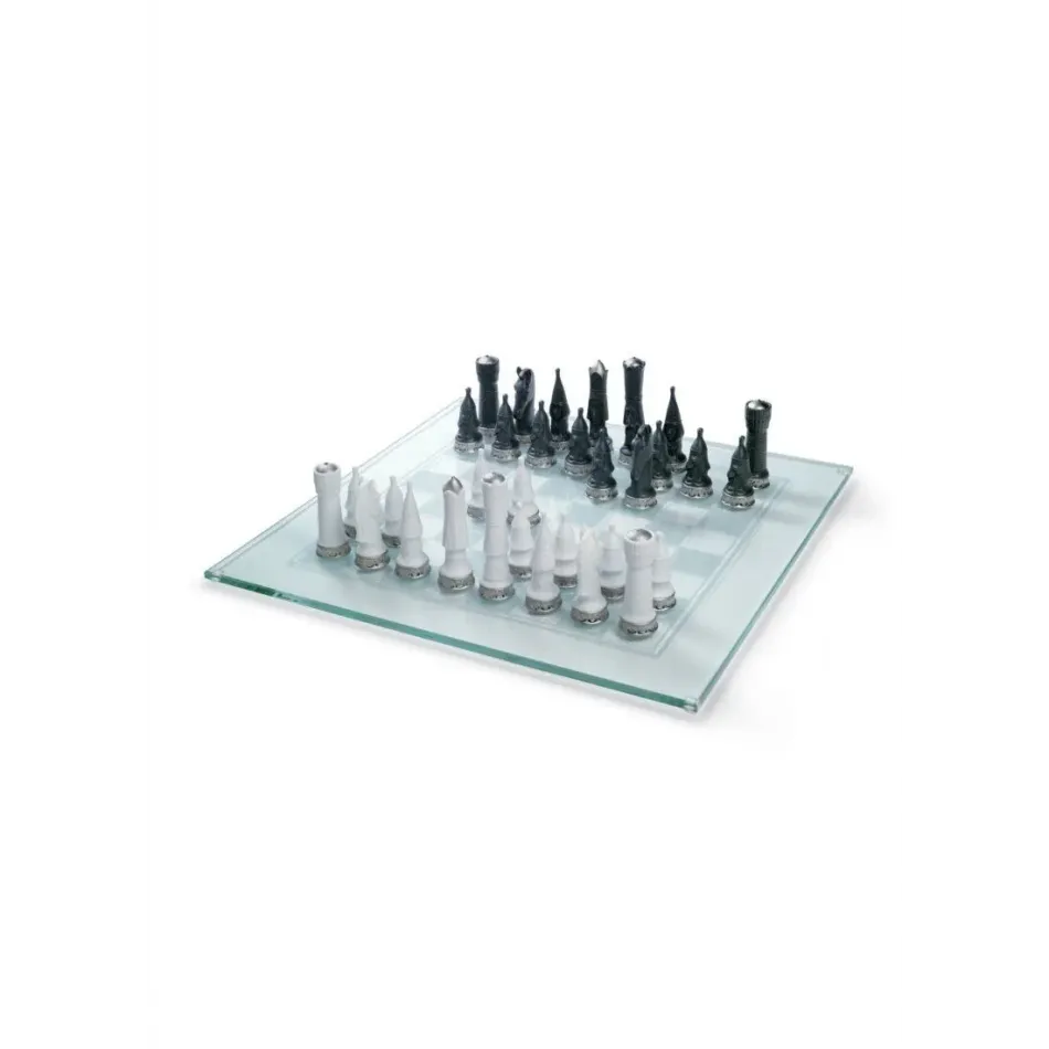 Chess Set Silver Lustre