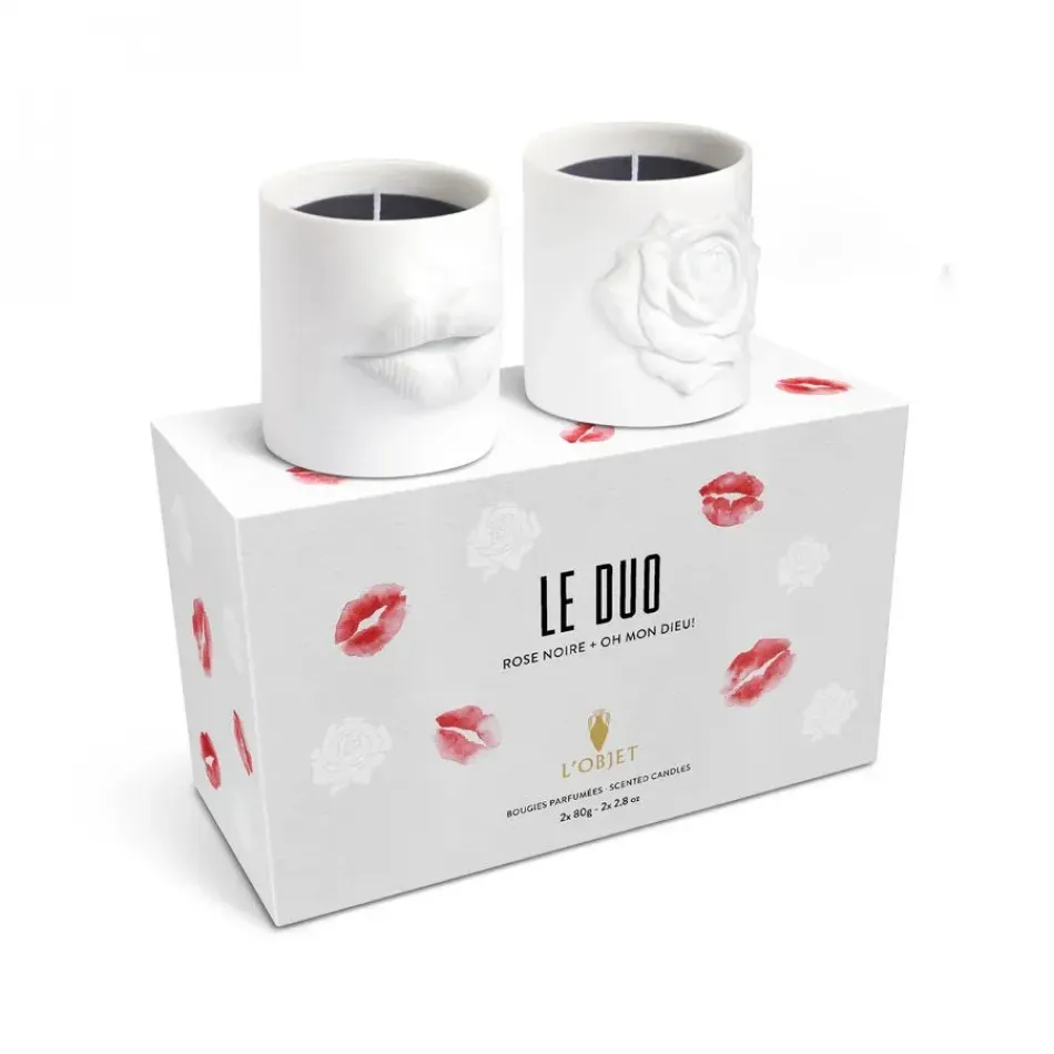 Le Duo - Oh Mon Dieu! + Rose Noire Candles - Small (Set of 2) Each Candle: 2.25 x 2.5" - 6 x 6.5cm / 2.8oz - 80g