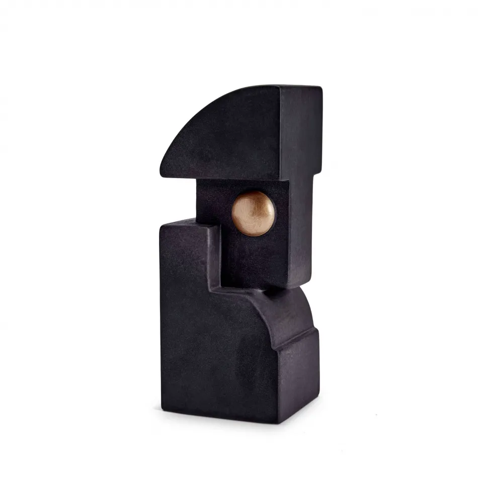 Cubisme Bookend One Black + Gold 3.5 x 3.5 x 9" - 9 x 9 x 23cm